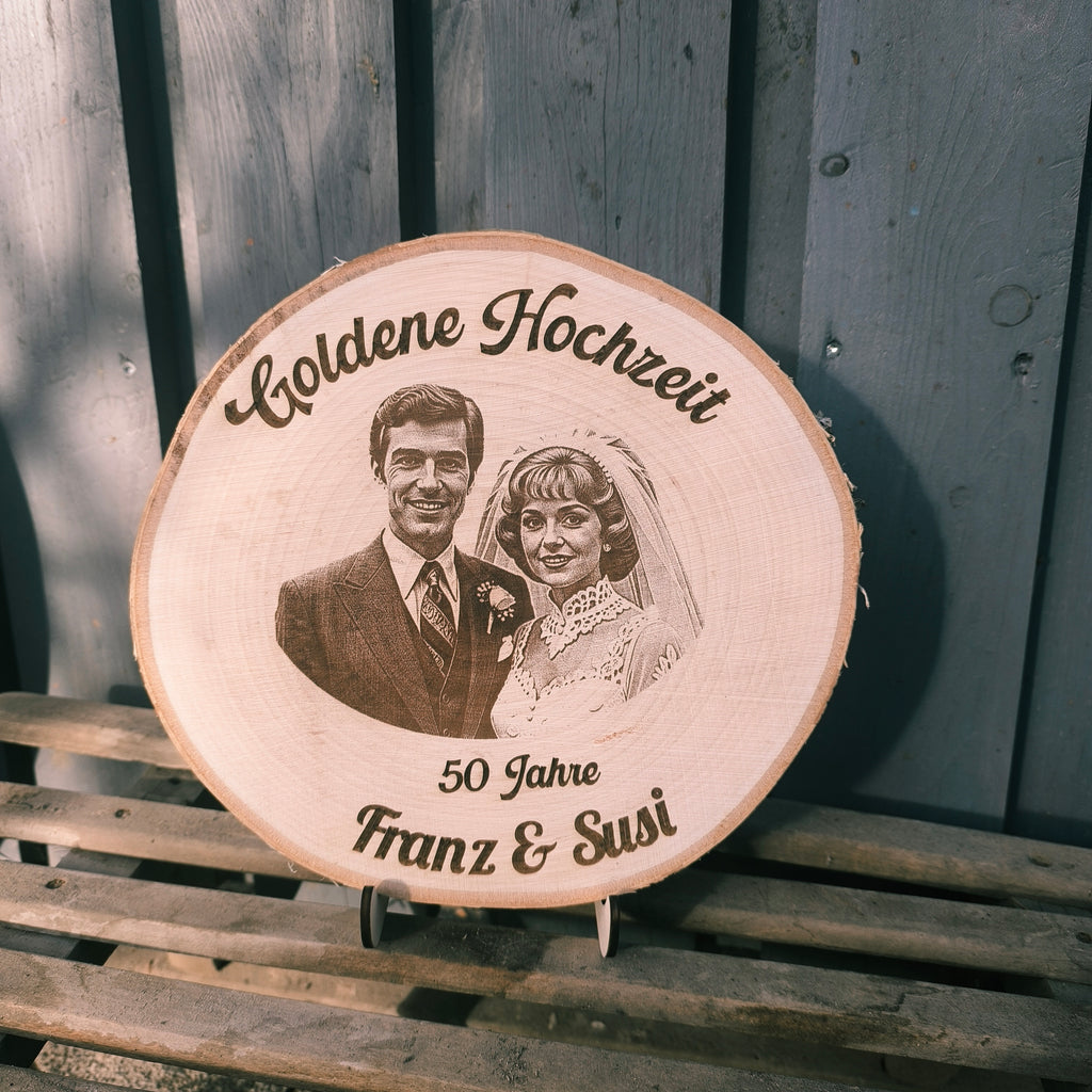 Geschenk Goldene Hochzeit, Foto auf Holz, Geschenk Silber Hochzeit