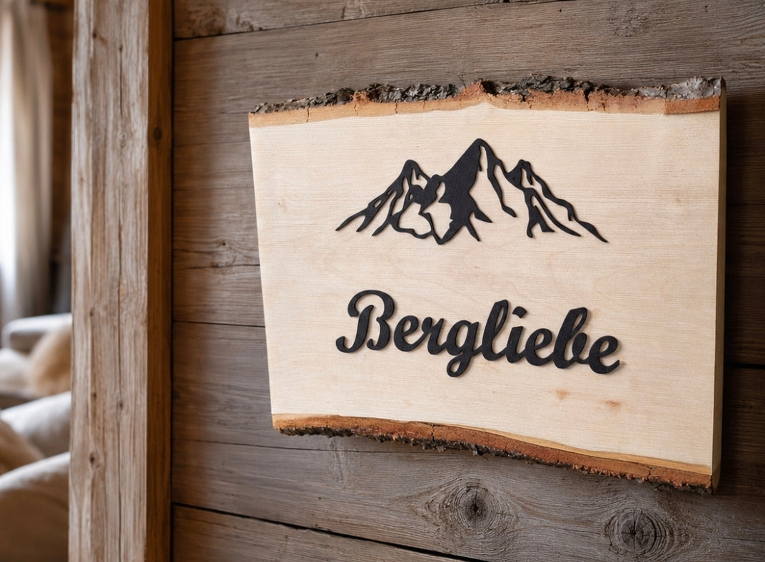 Berge Wanddeko Holz - Chalet Decor - Wanderlust - Wandbild Bergliebe